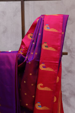 Two Tone Purple Gadwal Silk Saree - SRTTPGSS304