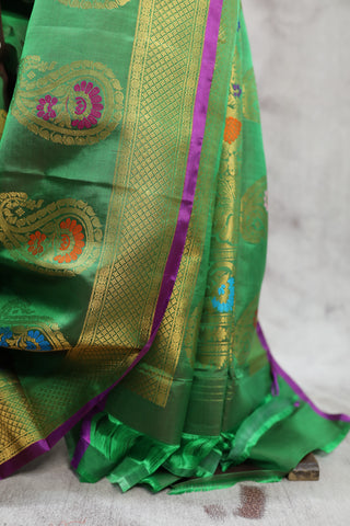 Dark Green Gadwal  Silk Saree - SRDGGSS320