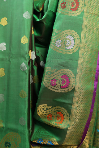 Dark Green Gadwal  Silk Saree - SRDGGSS320