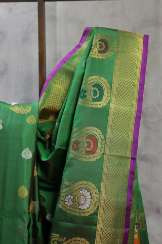 Dark Green Gadwal  Silk Saree - SRDGGSS320