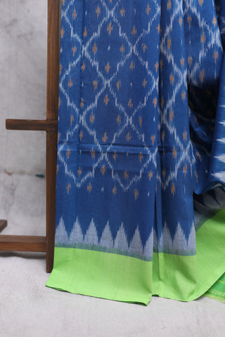 Teal Blue Pochampalli Cotton Ikat Saree-SRTBPCIS205