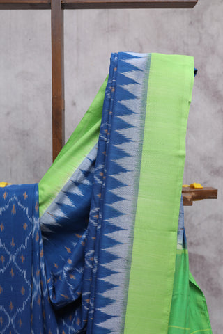 Teal Blue Pochampalli Cotton Ikat Saree-SRTBPCIS205