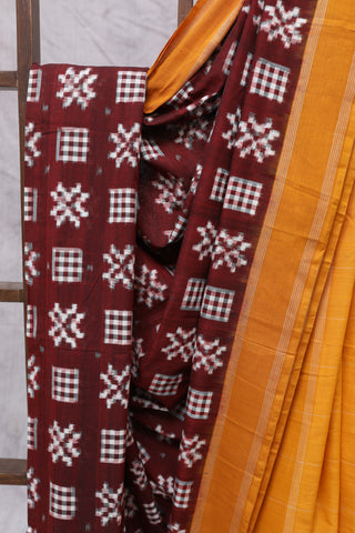 Maroon Pochampalli Cotton Ikat Saree-SRMPCIS127