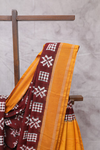 Maroon Pochampalli Cotton Ikat Saree-SRMPCIS127