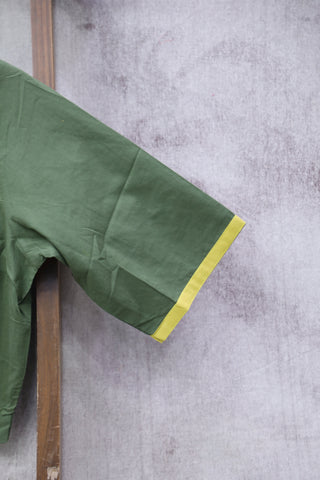 Dark Green Round-Neck Plain Blouse-SRDGCRNPB11