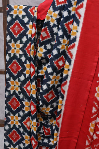 Navy Blue Pochampalli Cotton Ikat Saree-SRNBPCIS145