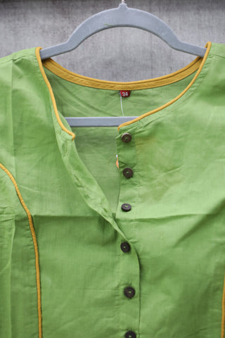 Green Round-Neck Plain Blouse-SRBGCRNPB13