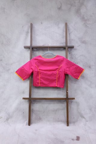 Pink Round-Neck Plain Blouse-SRPCRNPB12