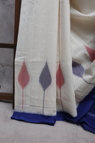 Off-White Pochampalli Cotton Ikat Saree-SROWPCIS197