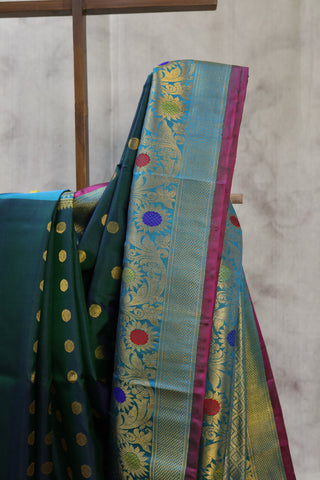 Green Gadwal Silk Saree - SRGGSS231