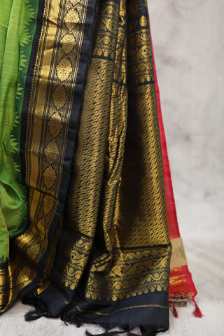 Pastel Green Cotton Silk Gadwal Saree - SRPGCSGS347