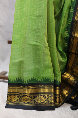 Pastel Green Cotton Silk Gadwal Saree - SRPGCSGS347