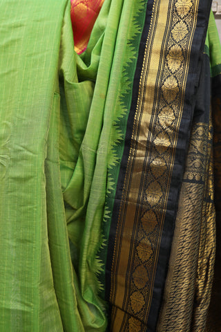 Pastel Green Cotton Silk Gadwal Saree - SRPGCSGS347