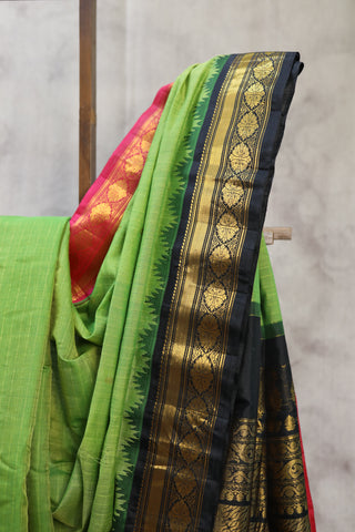 Pastel Green Cotton Silk Gadwal Saree - SRPGCSGS347