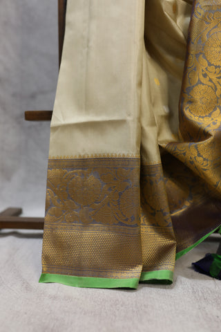 Cream Gadwal Silk Saree - SRCGSS294