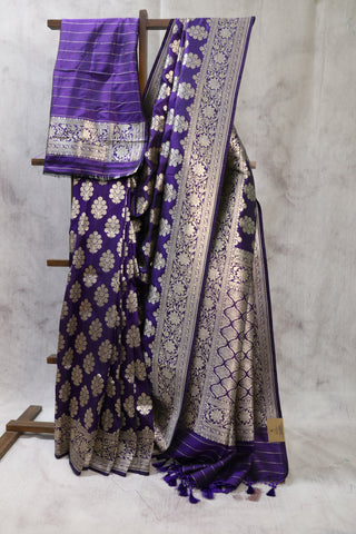 Violet Katan Banarasi Silk Saree-SRVKBSS430