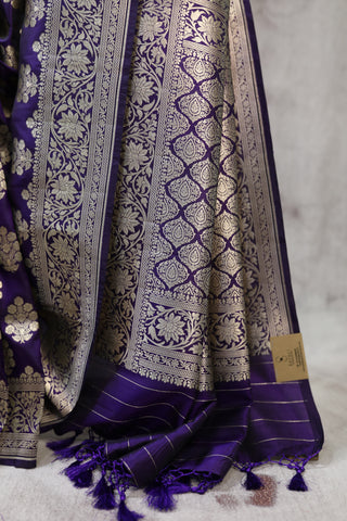 Violet Katan Banarasi Silk Saree-SRVKBSS430