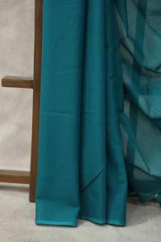 Teal Green Mulmul Cotton Saree-SRTGMCS117