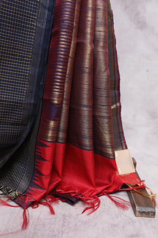 Red Raw Silk Saree - SRRRSS411EX