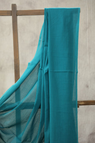 Teal Green Mulmul Cotton Saree-SRTGMCS117