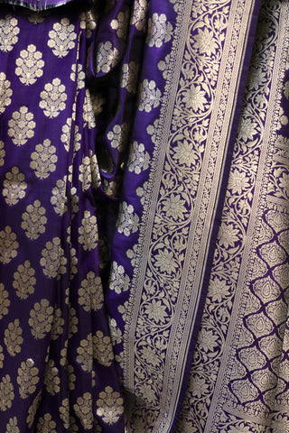 Violet Katan Banarasi Silk Saree-SRVKBSS430