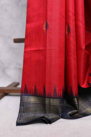 Red Raw Silk Saree - SRRRSS411EX