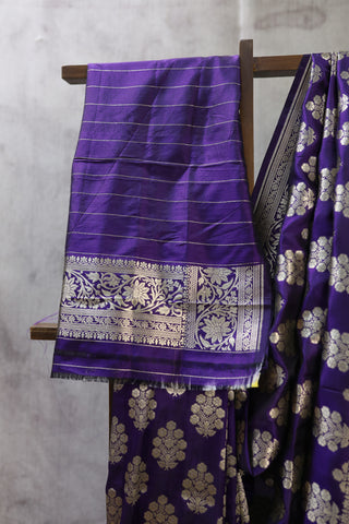 Violet Katan Banarasi Silk Saree-SRVKBSS430