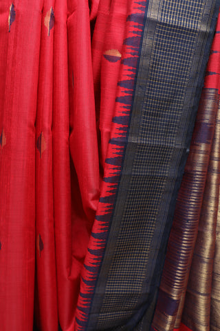 Red Raw Silk Saree - SRRRSS411EX