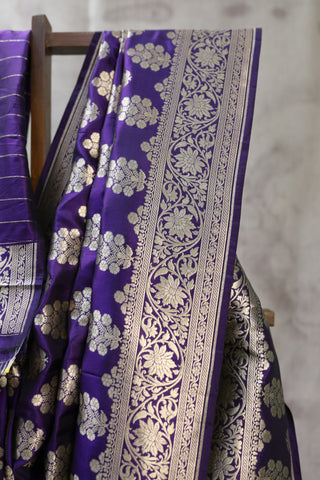 Violet Katan Banarasi Silk Saree-SRVKBSS430