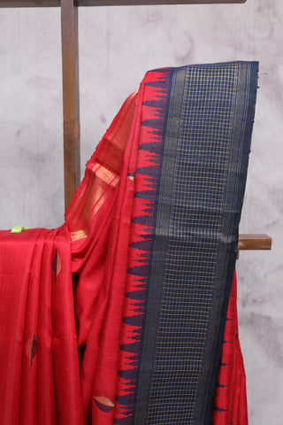 Red Raw Silk Saree - SRRRSS411EX