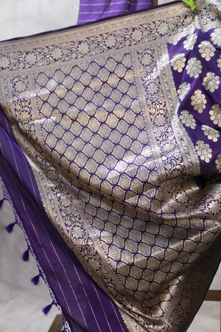 Violet Katan Banarasi Silk Saree-SRVKBSS430