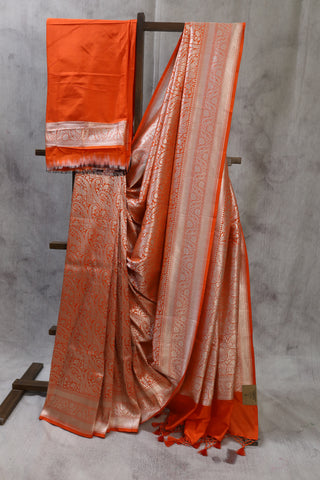 Orange  Katan Banarasi Silk Saree-SROKBSS431