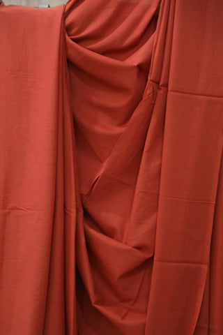 Rust Red Mulmul Cotton Saree-SRRRMCS121