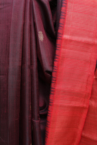 Wine Raw Silk Saree - SRWRSS412EX