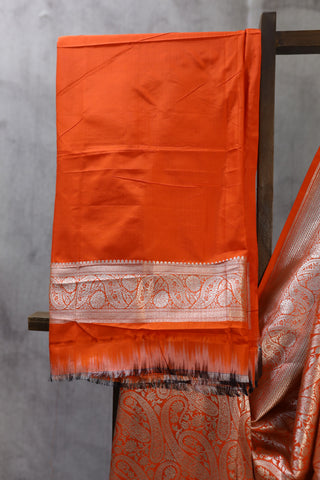 Orange  Katan Banarasi Silk Saree-SROKBSS431