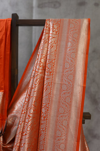 Orange  Katan Banarasi Silk Saree-SROKBSS431