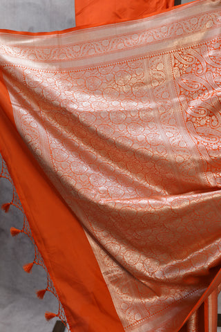 Orange  Katan Banarasi Silk Saree-SROKBSS431