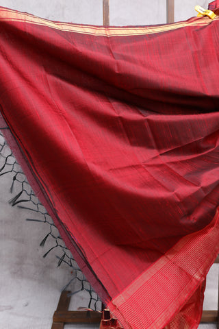 Wine Raw Silk Saree - SRWRSS412EX