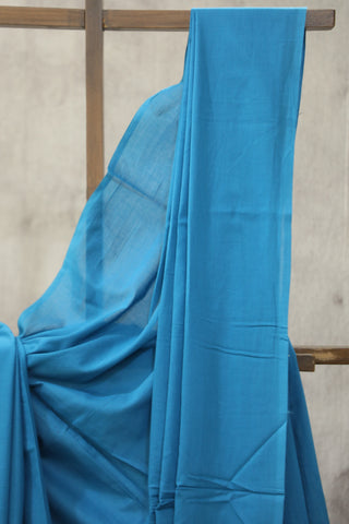 Blue Mulmul Cotton Saree-SRBMCS114