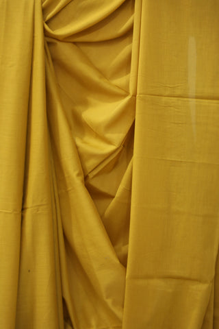 Mustard Yellow Mulmul Cotton Saree-SRMYMCS119