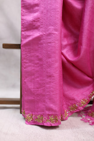 Pink Zardosi Tussar Silk Saree-SRPZTSS13