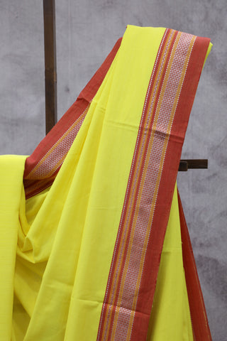 Yellow Cotton Ilkal Saree - SRSMCIS9EX(RD61)