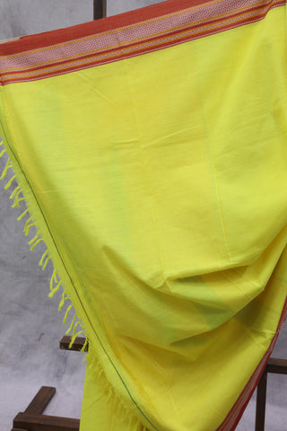 Yellow Cotton Ilkal Saree - SRSMCIS9EX(RD61)