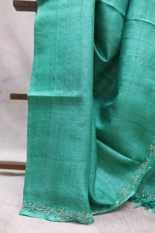 Green Zardosi Tussar Silk Saree-SRGZTSS15