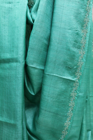 Green Zardosi Tussar Silk Saree-SRGZTSS15