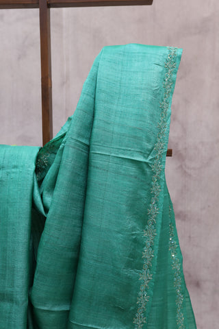 Green Zardosi Tussar Silk Saree-SRGZTSS15