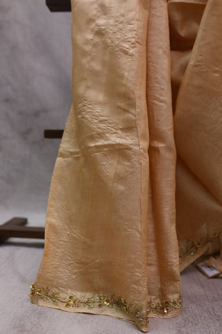 Cream Zardosi  Tussar Silk Saree-SRCZTSS11