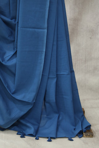 Blue Mulmul Cotton Saree-SRBMCS118