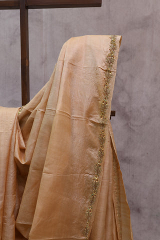 Cream Zardosi  Tussar Silk Saree-SRCZTSS11