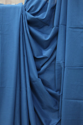 Blue Mulmul Cotton Saree-SRBMCS118